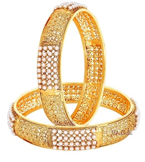 Gold Plated Pearl Bangles