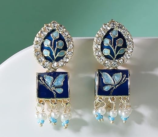 Meenakari Butterfly Jhumkis